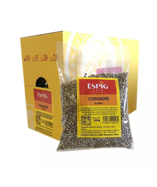 CORIANDRE ENTIERE (GROS grains - pas précisé sur emballage) - Espig - 10x100g